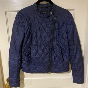 Gap Womens Navy Quilted Crop Moto Jacket Small